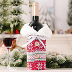 Copribottiglie di vino natalizie in velluto | Set di abiti eleganti per decorazioni per la tavola festiva e regali di festa perfetti