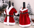 Copribottiglie di vino natalizie in velluto | Set di abiti eleganti per decorazioni per la tavola festiva e regali di festa perfetti