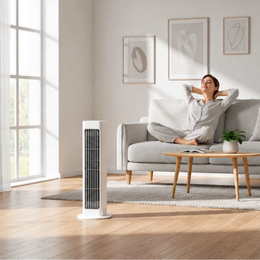 Ventilatore portatile a colonna, ventilatore rinfrescante oscillante