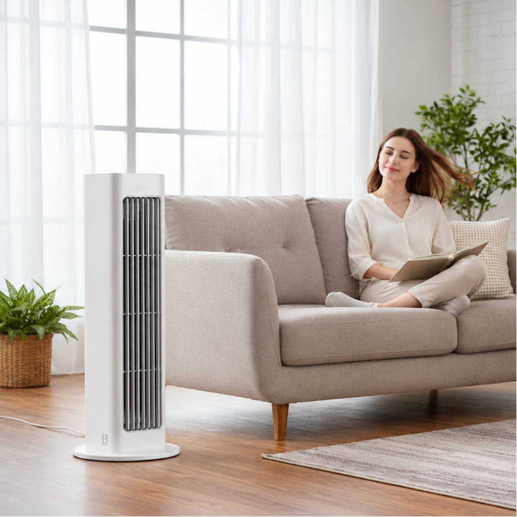 Ventilatore portatile a colonna, ventilatore rinfrescante oscillante