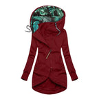 Felpa con cappuccio lunga con zip asimmetrica da donna