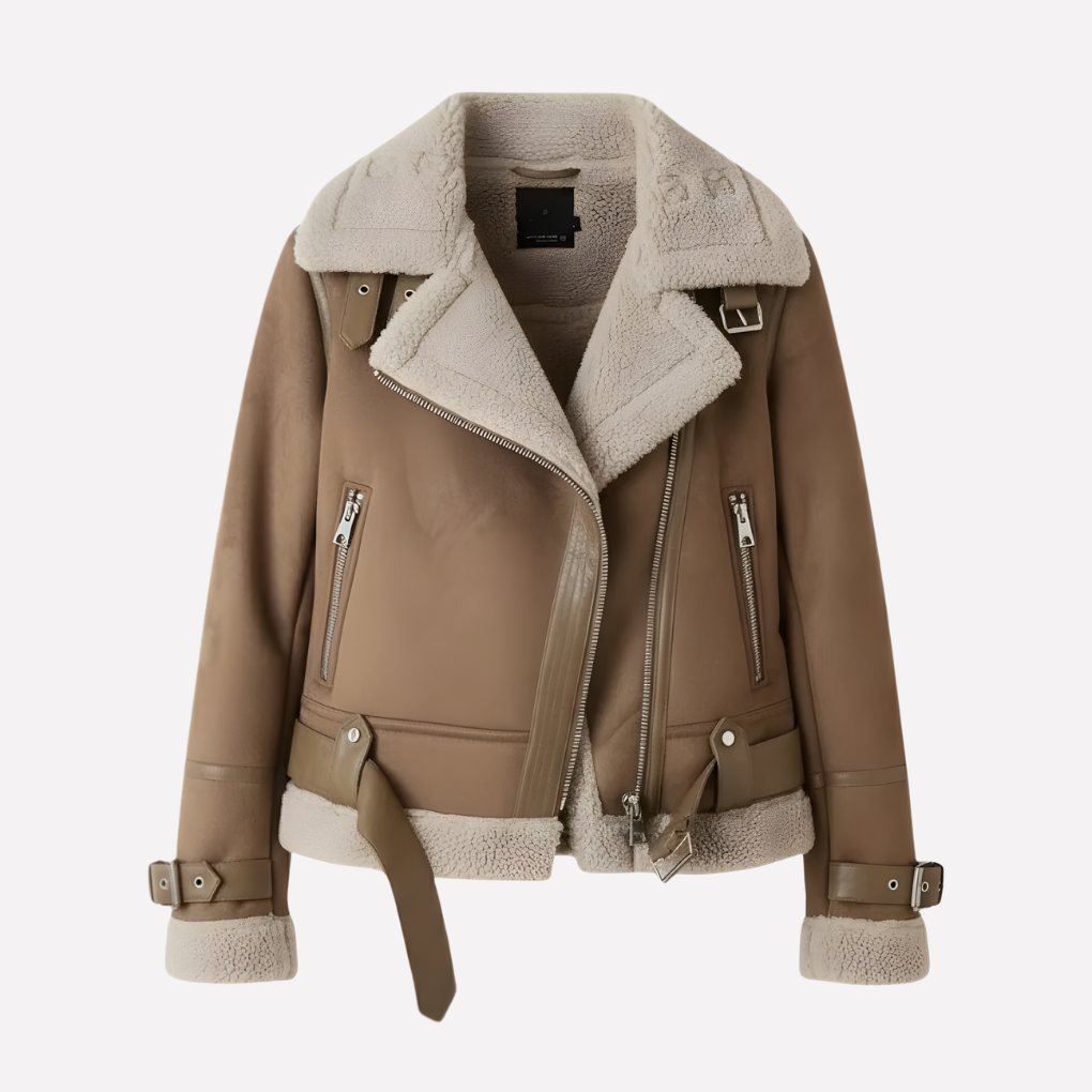 Comoda giacca da aviatore in shearling da donna