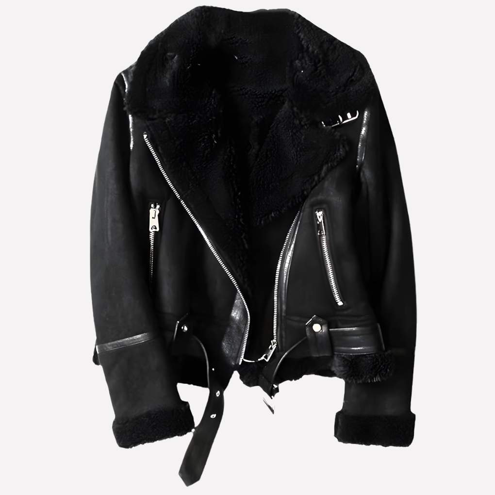 Comoda giacca da aviatore in shearling da donna
