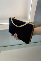 Pochette da sera | Design con manico in velluto nero dorato