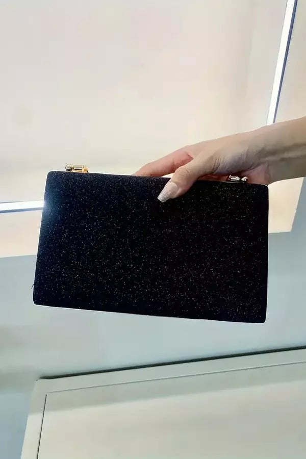 Pochette da sera | Design con manico in velluto nero dorato