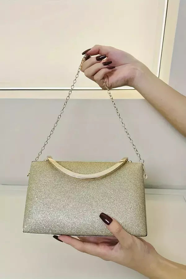 Pochette da sera | Design con manico in velluto nero dorato