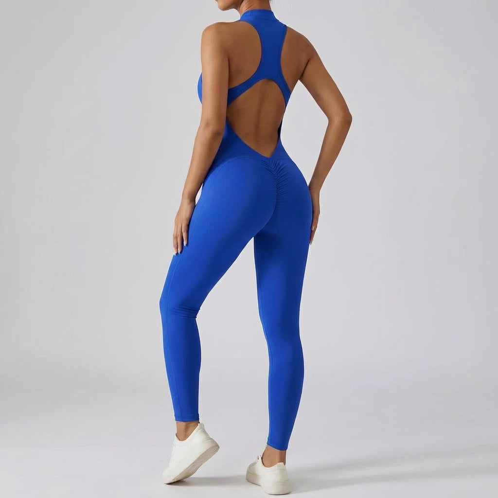 Tuta da allenamento da donna senza schienale con fondo scrunch