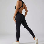 Tuta da allenamento da donna senza schienale con fondo scrunch