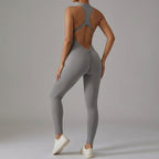 Tuta da allenamento da donna senza schienale con fondo scrunch