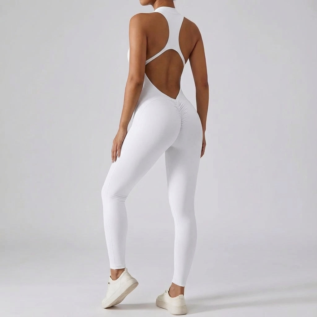Tuta da allenamento da donna senza schienale con fondo scrunch