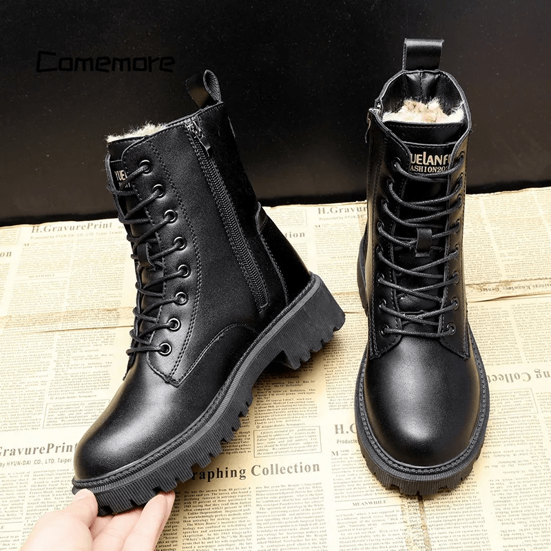 Comodi stivali invernali neri da donna per condizioni ghiacciate