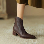 Stivaletti a punta da donna - Stile da ufficio slip-on con tacco basso