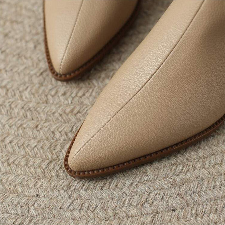 Stivaletti a punta da donna - Stile da ufficio slip-on con tacco basso