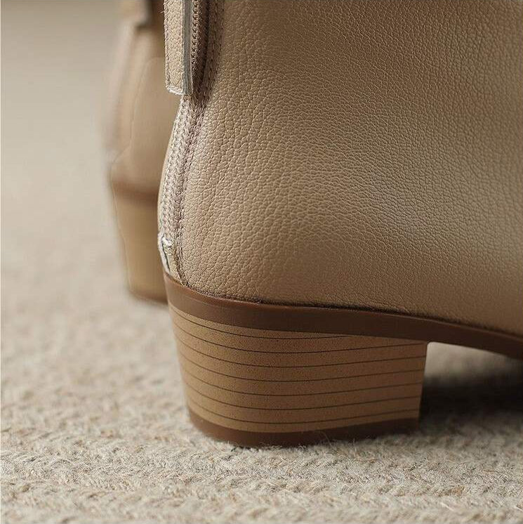 Stivaletti a punta da donna - Stile da ufficio slip-on con tacco basso