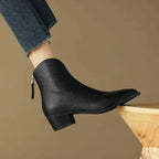 Stivaletti a punta da donna - Stile da ufficio slip-on con tacco basso