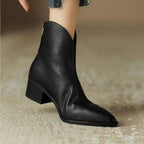 Stivaletti a punta da donna - Stile da ufficio slip-on con tacco basso