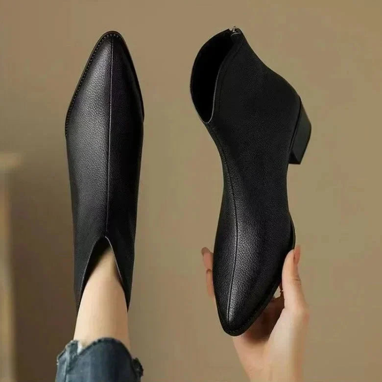 Stivaletti a punta da donna - Stile da ufficio slip-on con tacco basso