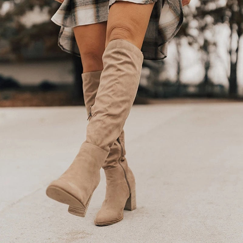 Stivali casual da donna con cerniera al ginocchio per uno stile disinvolto