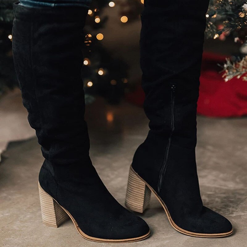 Stivali casual da donna con cerniera al ginocchio per uno stile disinvolto