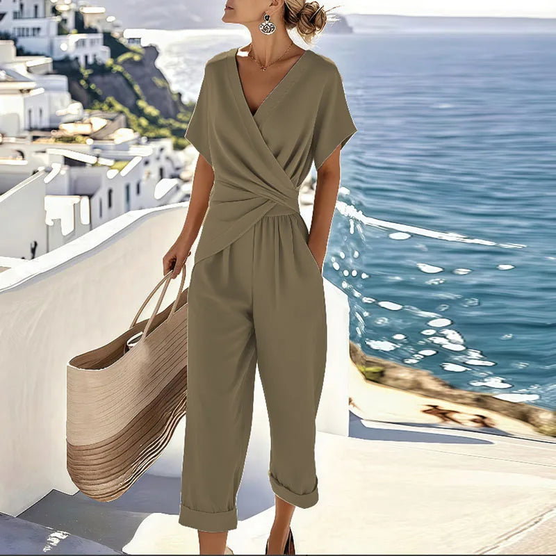Tuta da donna con dettagli avvolgenti senza sforzo chic