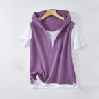 T-shirt con cappuccio a strati chic da donna per un comfort senza sforzo