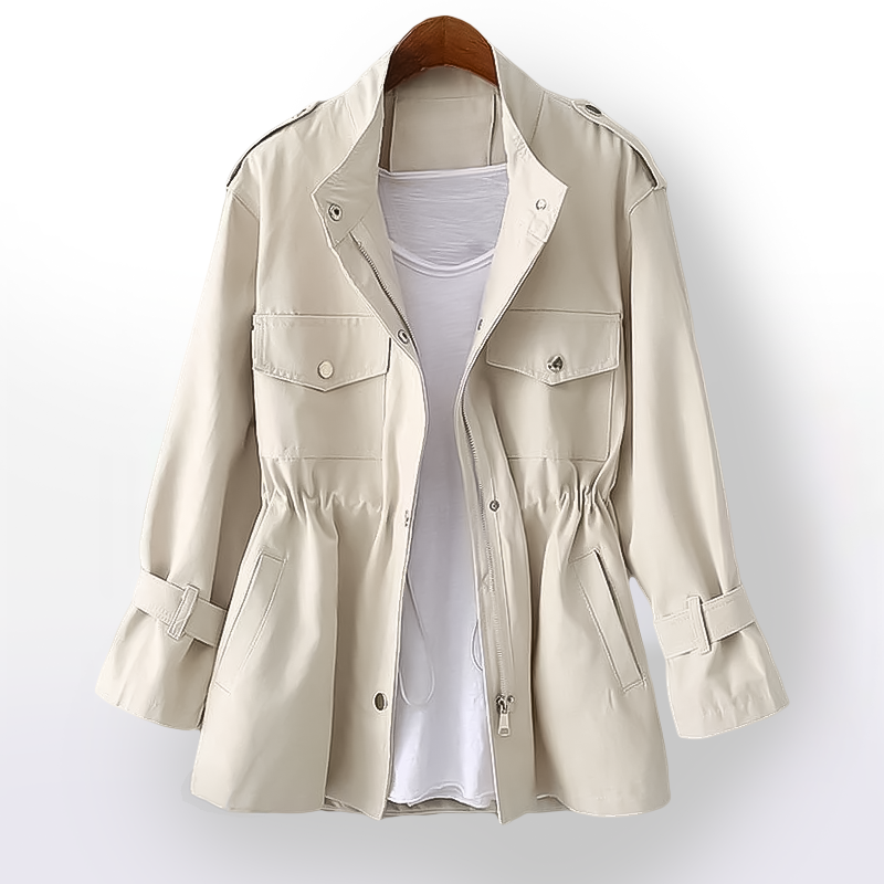 Trench da donna con colletto dentellato e cintura - Stile classico strutturato