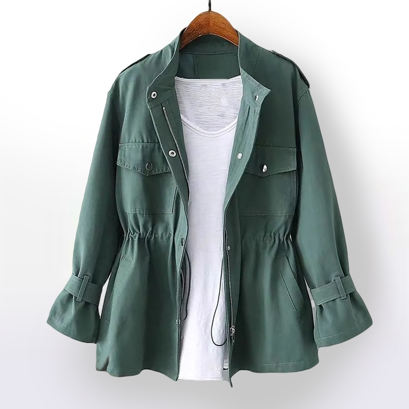 Trench da donna con colletto dentellato e cintura - Stile classico strutturato