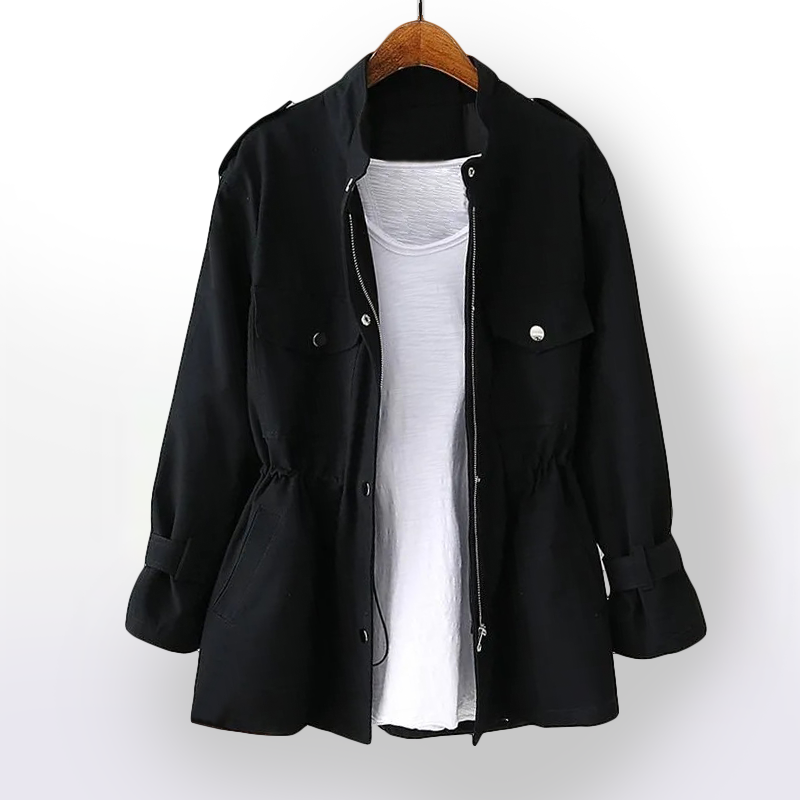 Trench da donna con colletto dentellato e cintura - Stile classico strutturato