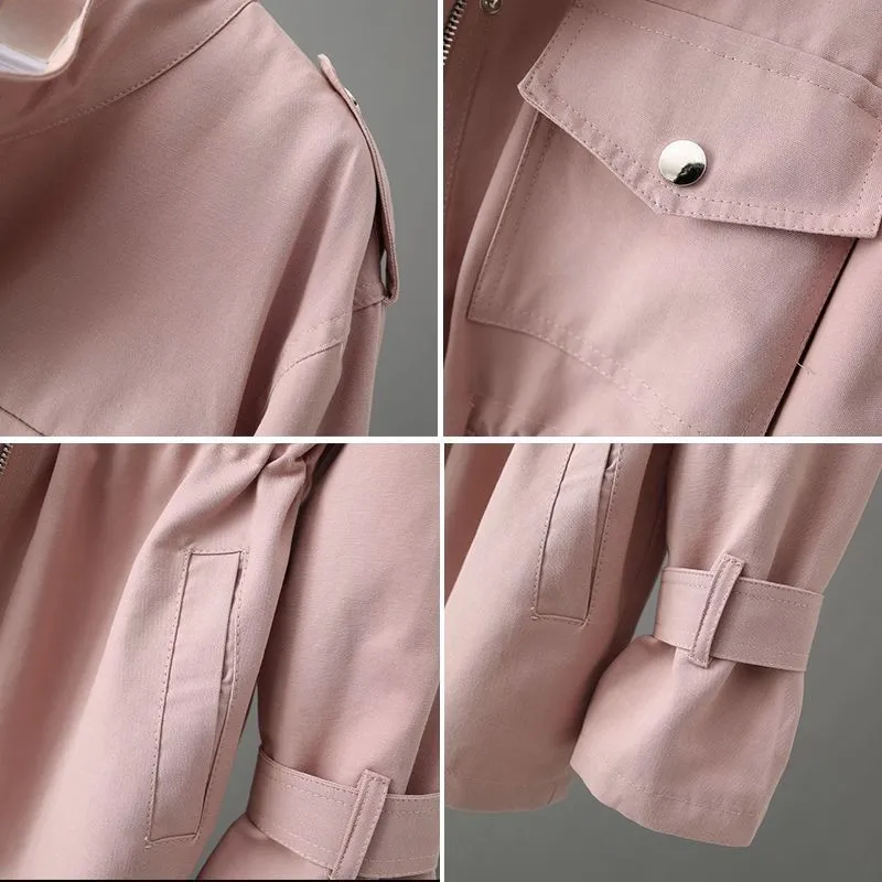 Trench da donna con colletto dentellato e cintura - Stile classico strutturato