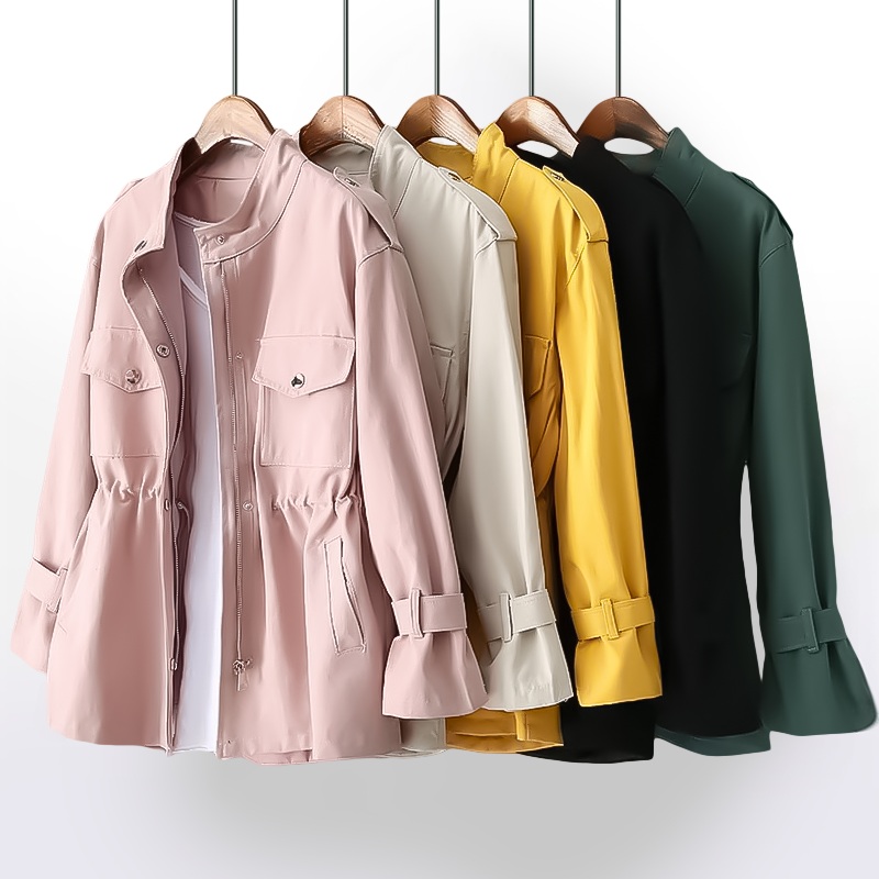 Trench da donna con colletto dentellato e cintura - Stile classico strutturato