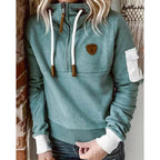Felpa con cappuccio e zip da donna, vestibilità comoda, stile casual quotidiano