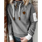 Felpa con cappuccio e zip da donna, vestibilità comoda, stile casual quotidiano