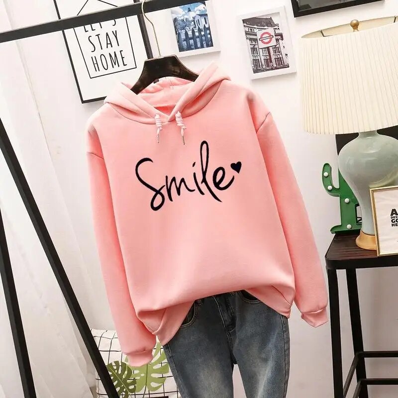 Felpa con cappuccio grafica Comfort Smile da donna