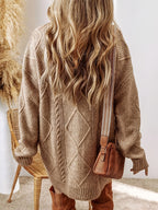 Abito maglione oversize in maglia a trecce da donna