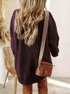 Abito maglione oversize in maglia a trecce da donna