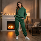Comodo set da salotto con felpa con cappuccio e jogger in pile da donna
