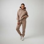 Comodo set da salotto con felpa con cappuccio e jogger in pile da donna