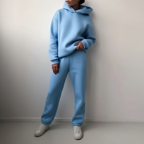 Comodo set da salotto con felpa con cappuccio e jogger in pile da donna