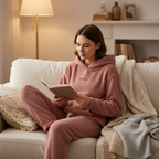 Comodo set da salotto in pile da donna con felpa con cappuccio