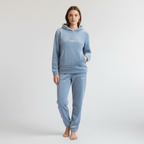 Comodo set da salotto in pile da donna con felpa con cappuccio