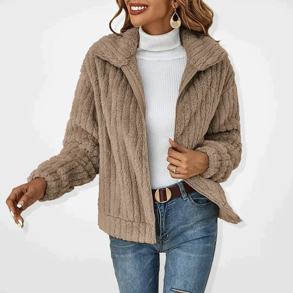 Cardigan con gilet lungo in pile da donna