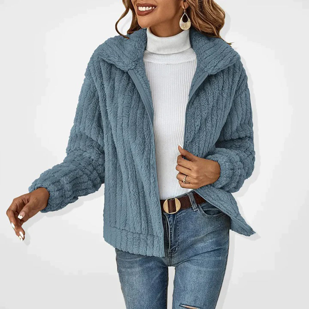 Cardigan con gilet lungo in pile da donna