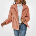 Cardigan con gilet lungo in pile da donna