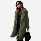 Cappotto Teddy lungo e accogliente da donna con colletto dentellato