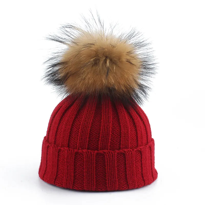 Accogliente berretto invernale con pompon da donna