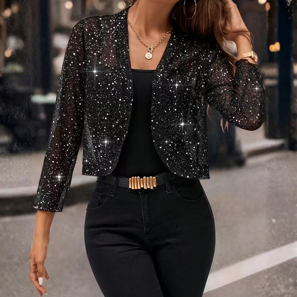 Giacca da Donna Glitterata Aperta sul Davanti