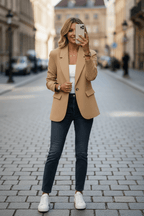 Giacca blazer sartoriale rilassata e senza sforzo da donna