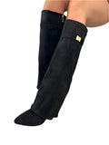 Stivali eleganti da donna con tacco largo in pelle PU