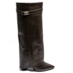 Stivali eleganti da donna con tacco largo in pelle PU