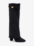 Stivali eleganti da donna con tacco largo in pelle PU